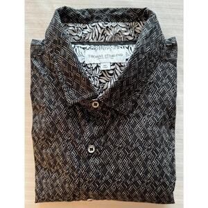 Thomas Sterling London Men's S/S Dress Shirt XL Black Geometric NWOT